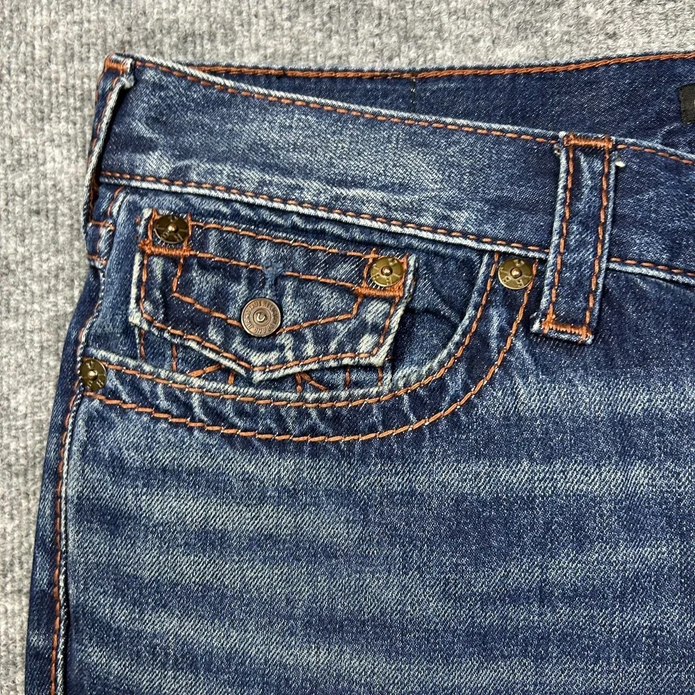 True Religion Ricky Relaxed Straight Jeans Mens 38 Blue Good Western Denim
